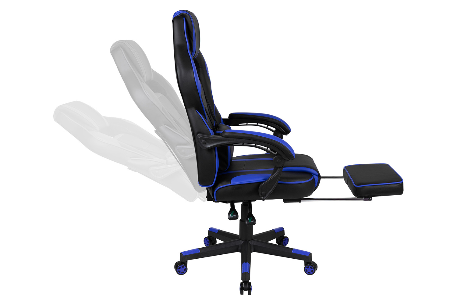 BLNK X40 Gaming Racing Ergonomic Computer Chair with Fully Reclining Back/Arms, Slide-Out Footrest, Massaging Lumbar - Black/Blue