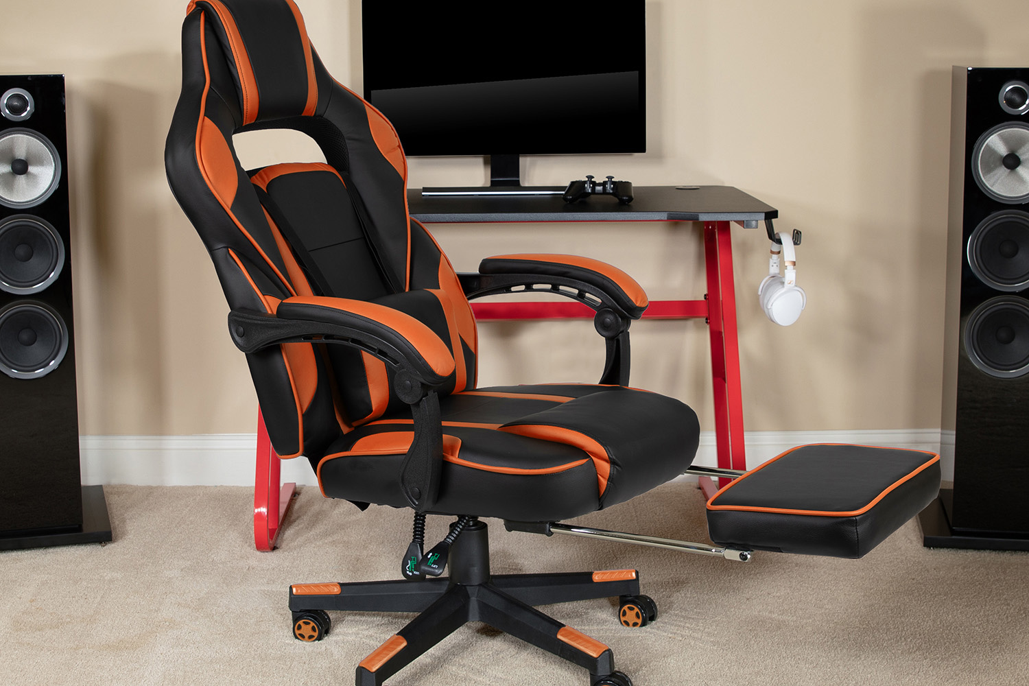 BLNK X40 Gaming Racing Ergonomic Computer Chair with Fully Reclining Back/Arms, Slide-Out Footrest, Massaging Lumbar