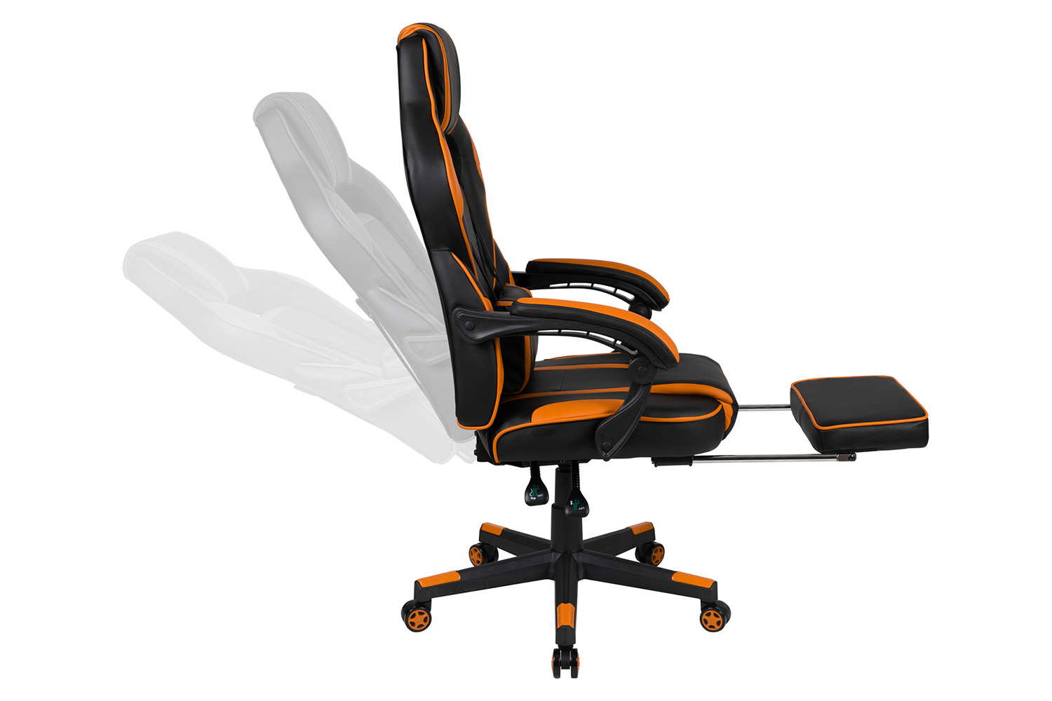 BLNK X40 Gaming Racing Ergonomic Computer Chair with Fully Reclining Back/Arms, Slide-Out Footrest, Massaging Lumbar - Black/Orange