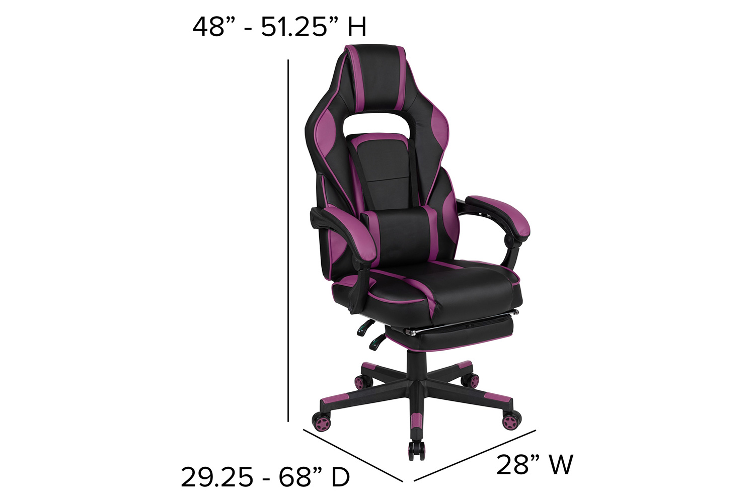 BLNK X40 Gaming Racing Ergonomic Computer Chair with Fully Reclining Back/Arms, Slide-Out Footrest, Massaging Lumbar - Black/Purple