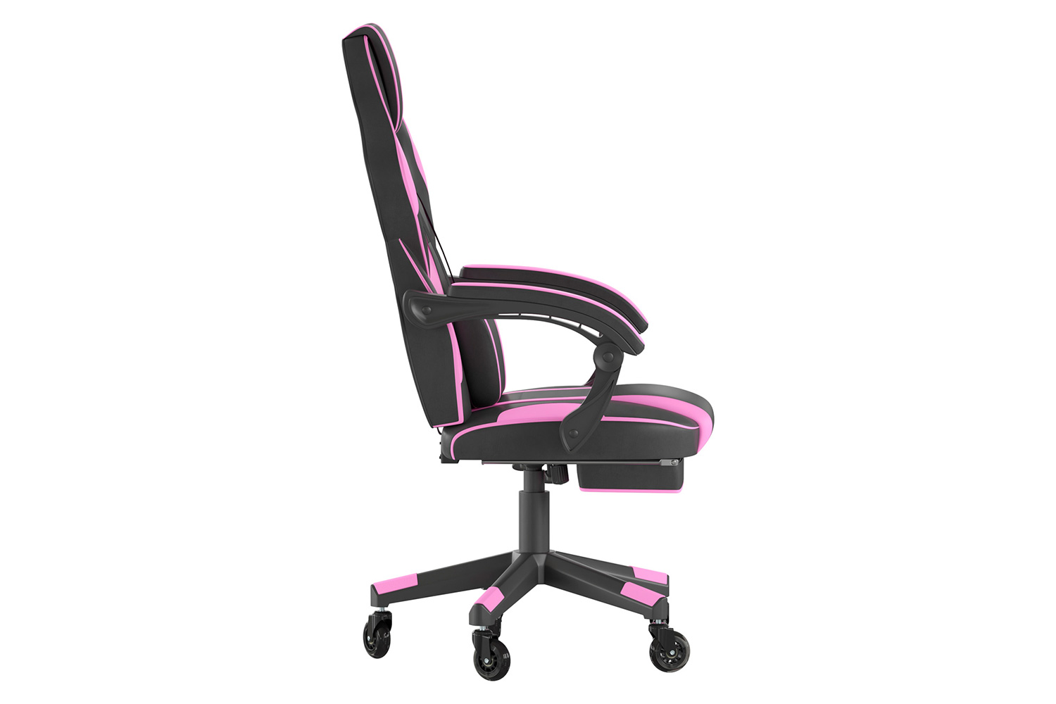 BLNK X40 Gaming Racing Computer Chair with Fully Reclining Back/Arms and Transparent Roller Wheels, Slide-Out Footrest - Black/Purple