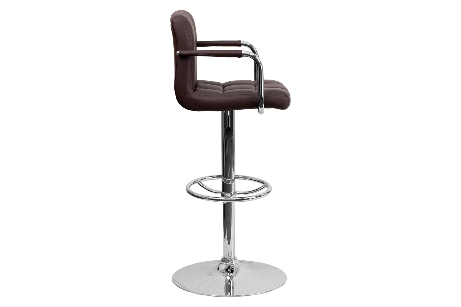 BLNK™ Genna Quilted Vinyl Adjustable Height Bar Stool with Arms and Chrome Base - Brown