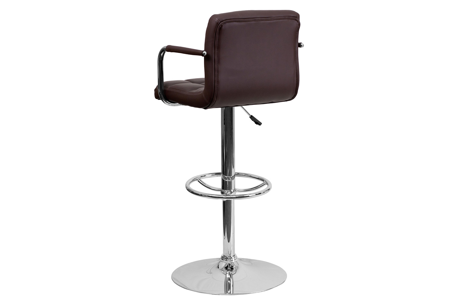 BLNK™ Genna Quilted Vinyl Adjustable Height Bar Stool with Arms and Chrome Base - Brown