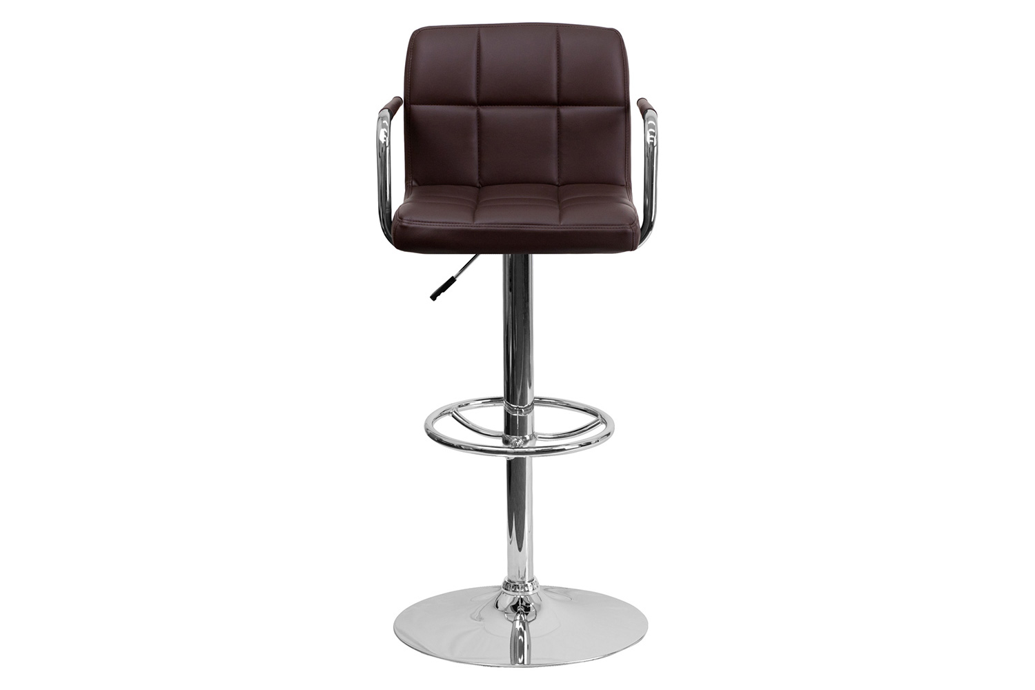 BLNK™ Genna Quilted Vinyl Adjustable Height Bar Stool with Arms and Chrome Base - Brown