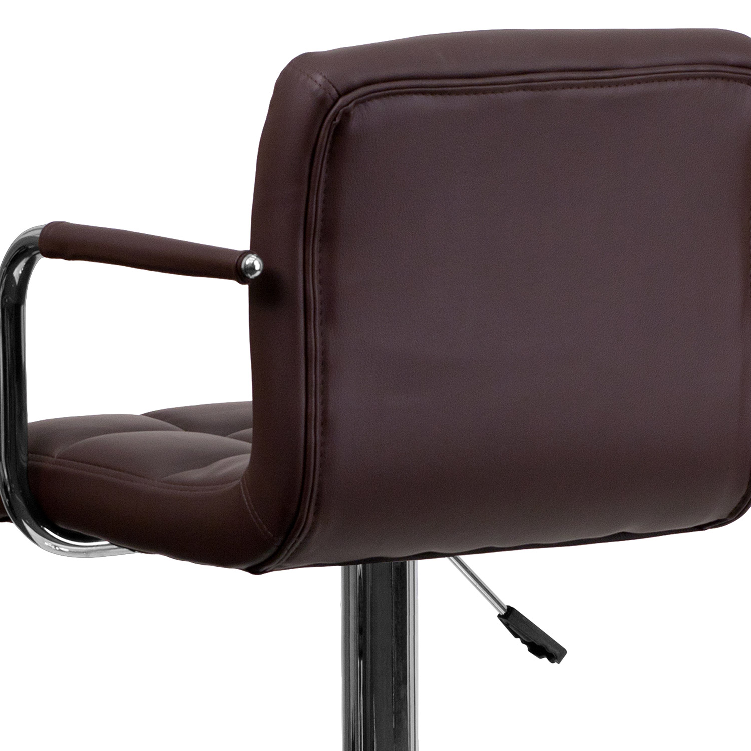 BLNK™ Genna Quilted Vinyl Adjustable Height Bar Stool with Arms and Chrome Base - Brown