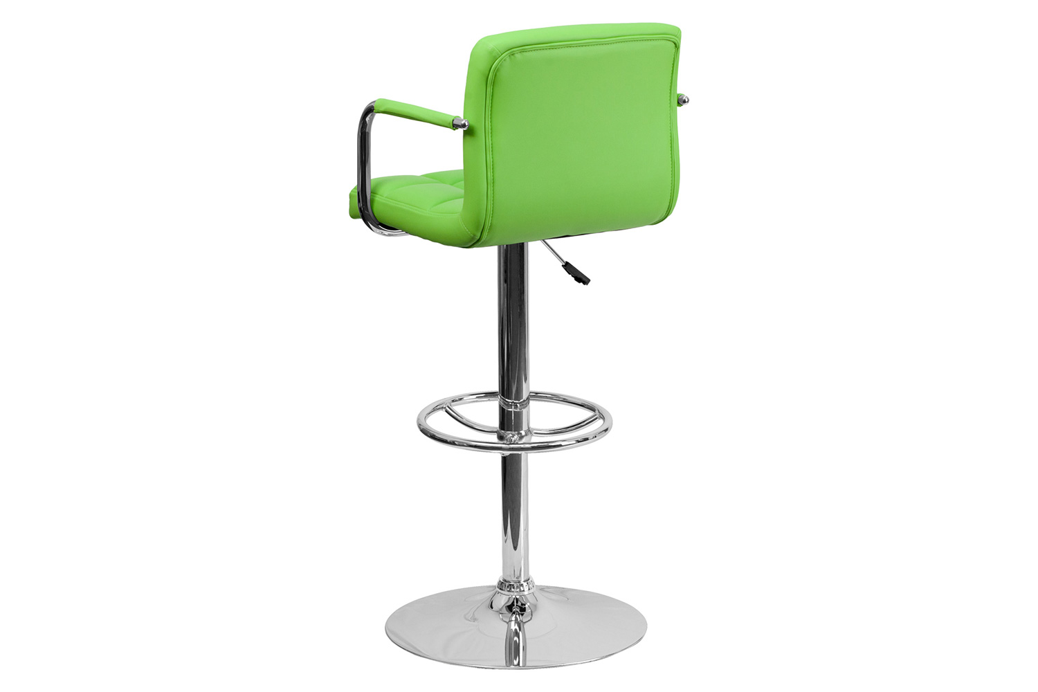 BLNK™ Genna Quilted Vinyl Adjustable Height Bar Stool with Arms and Chrome Base - Green