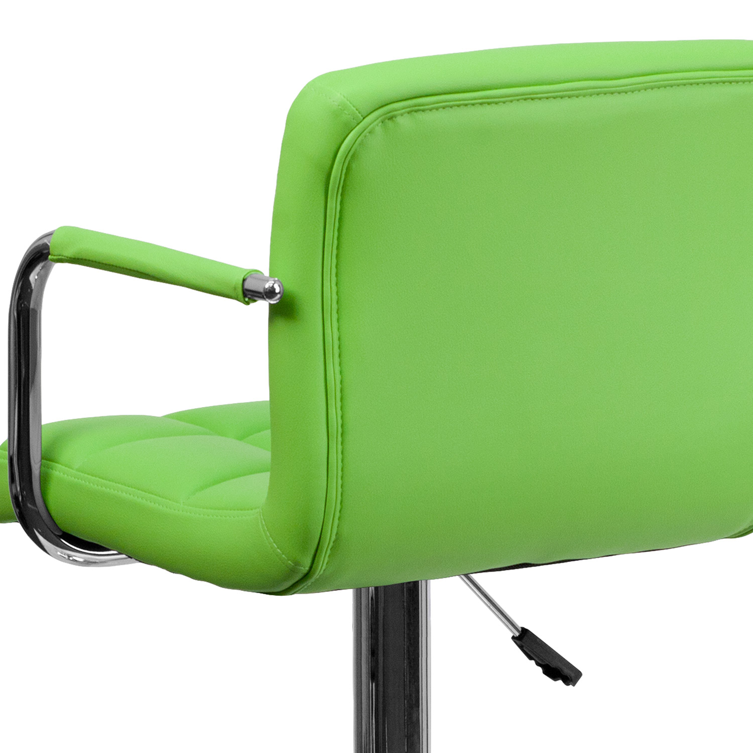 BLNK™ Genna Quilted Vinyl Adjustable Height Bar Stool with Arms and Chrome Base - Green