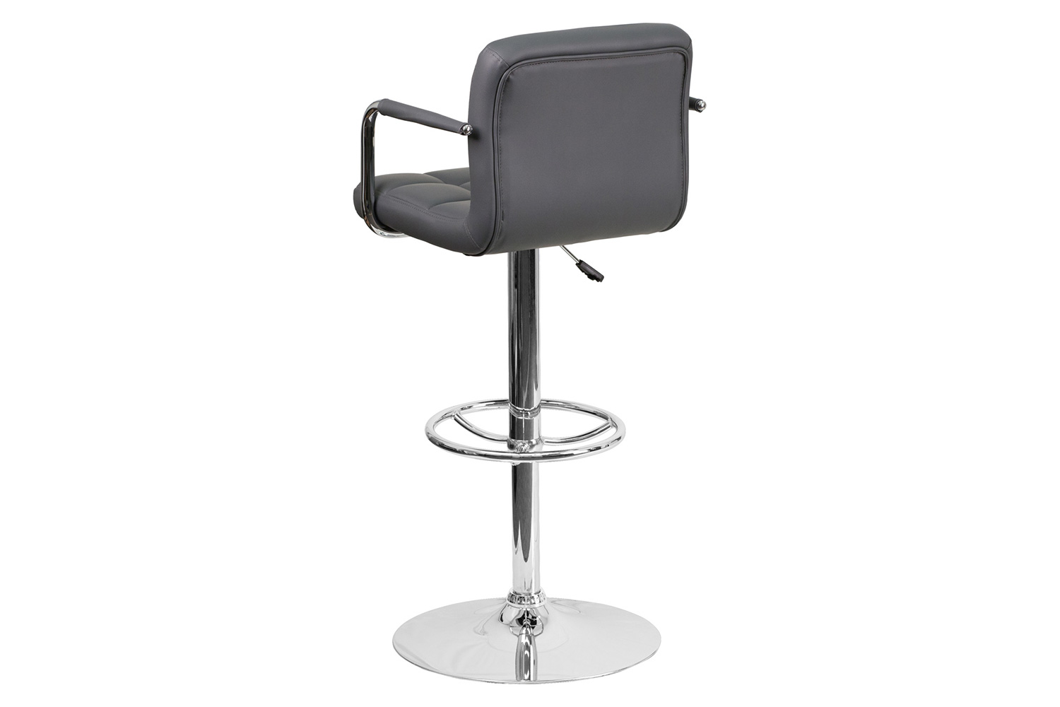 BLNK™ Genna Quilted Vinyl Adjustable Height Bar Stool with Arms and Chrome Base - Gray