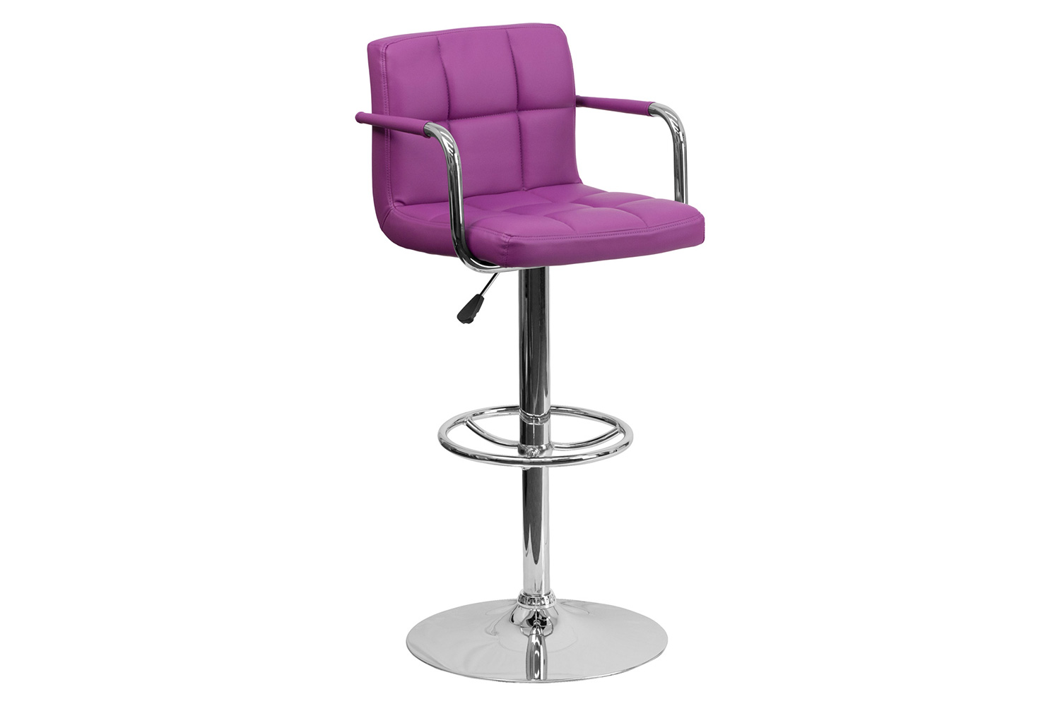 BLNK - Contemporary Vinyl Adjustable Height Bar Stool with Arms and Chrome Base