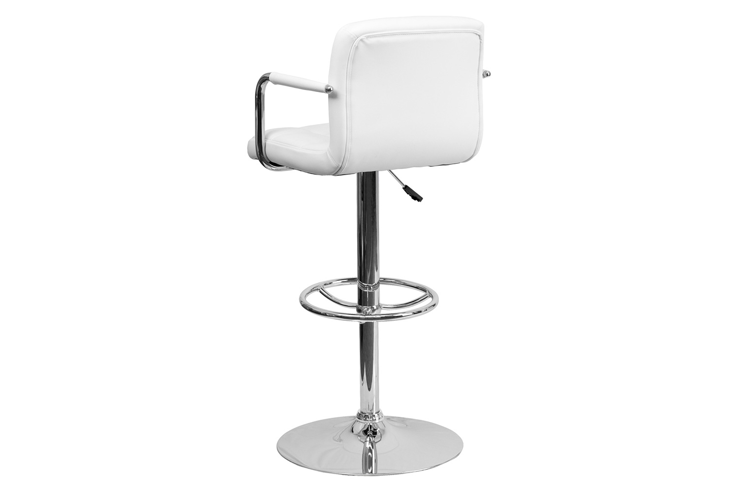 BLNK™ Genna Quilted Vinyl Adjustable Height Bar Stool with Arms and Chrome Base - White