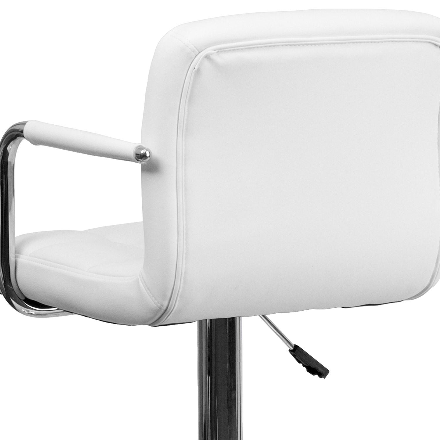 BLNK™ Genna Quilted Vinyl Adjustable Height Bar Stool with Arms and Chrome Base - White