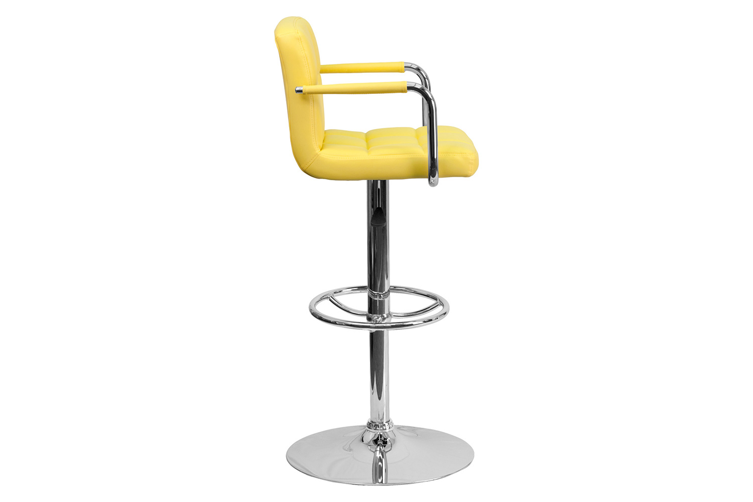 BLNK™ Genna Quilted Vinyl Adjustable Height Bar Stool with Arms and Chrome Base - Yellow