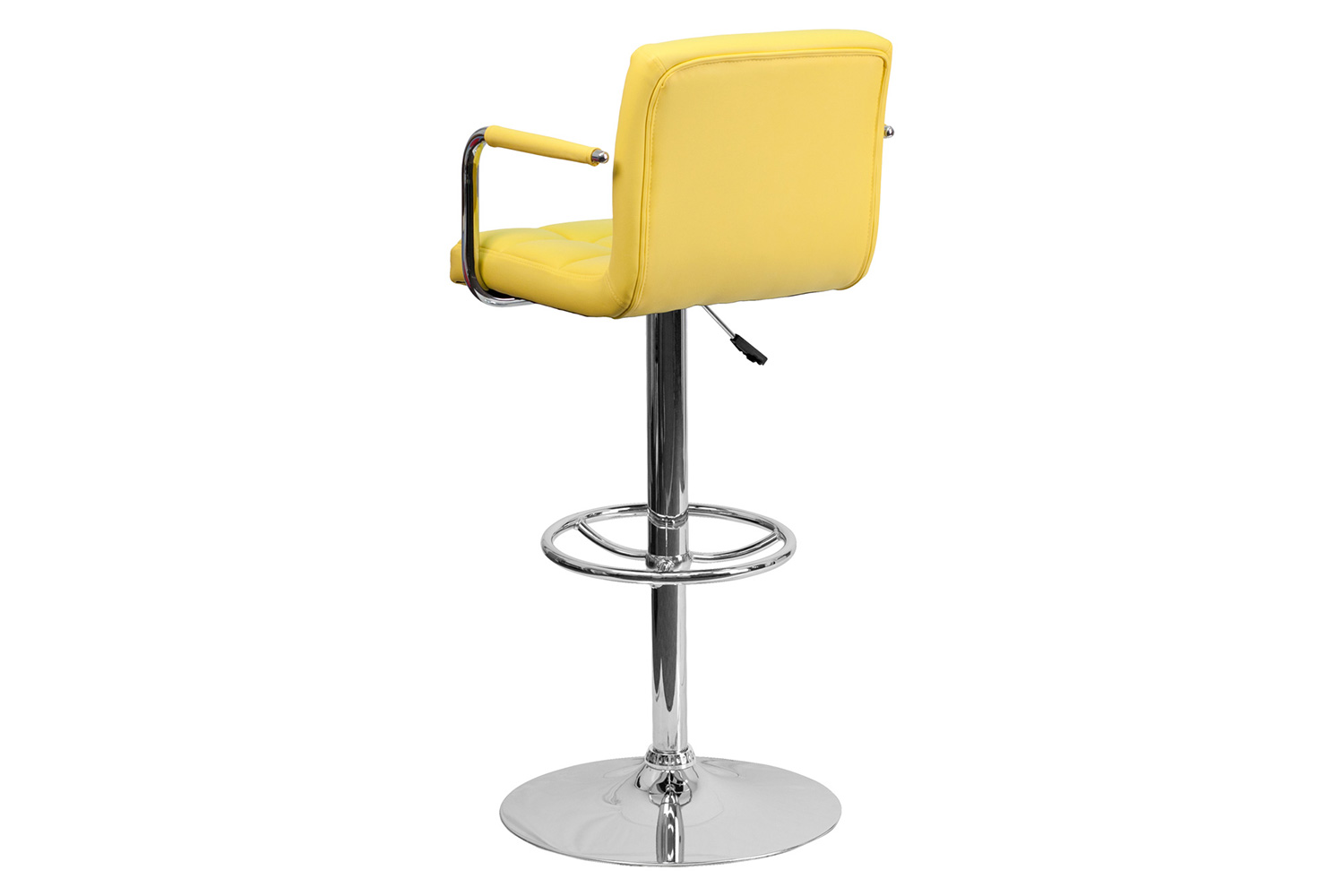 BLNK™ Genna Quilted Vinyl Adjustable Height Bar Stool with Arms and Chrome Base - Yellow