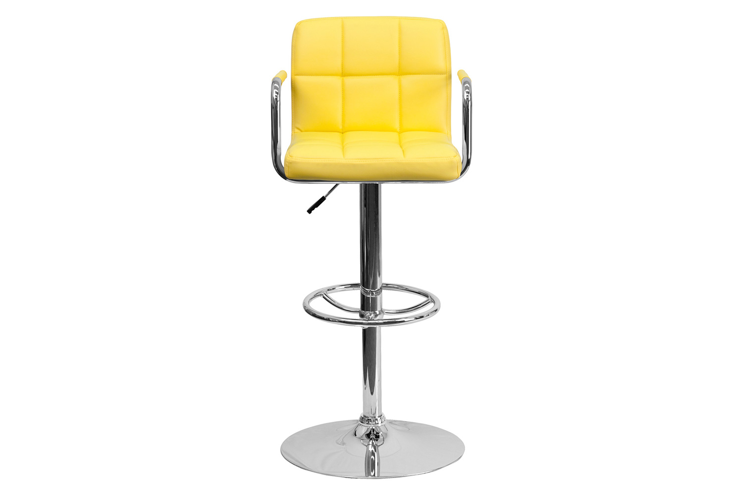 BLNK™ Genna Quilted Vinyl Adjustable Height Bar Stool with Arms and Chrome Base - Yellow