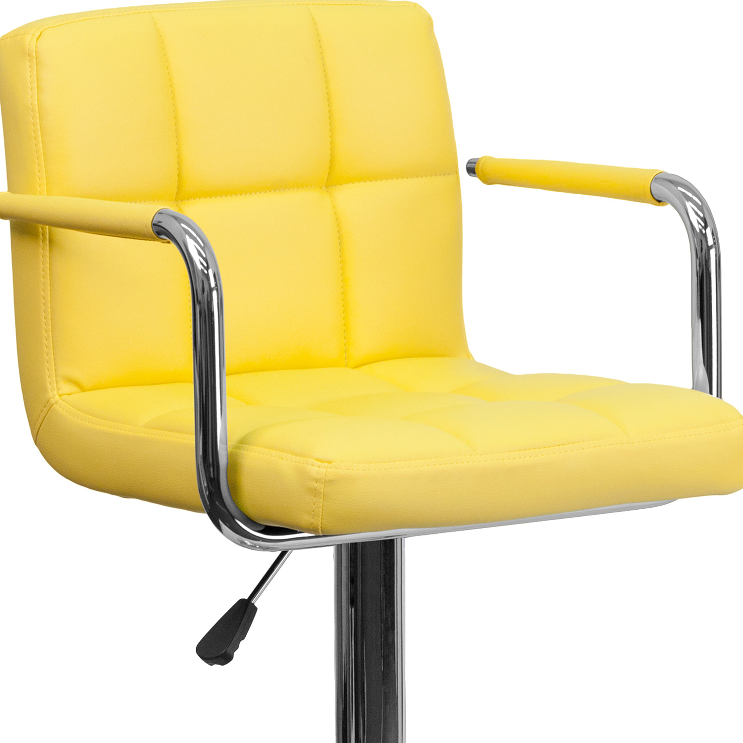 BLNK™ Genna Quilted Vinyl Adjustable Height Bar Stool with Arms and Chrome Base - Yellow