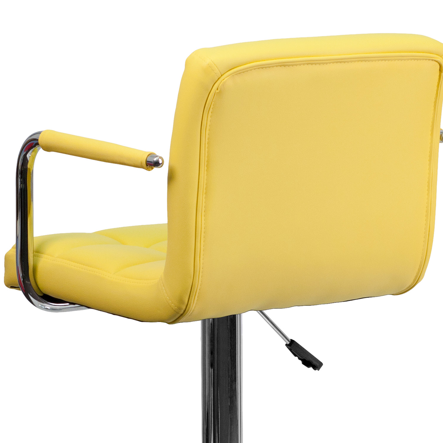 BLNK™ Genna Quilted Vinyl Adjustable Height Bar Stool with Arms and Chrome Base - Yellow