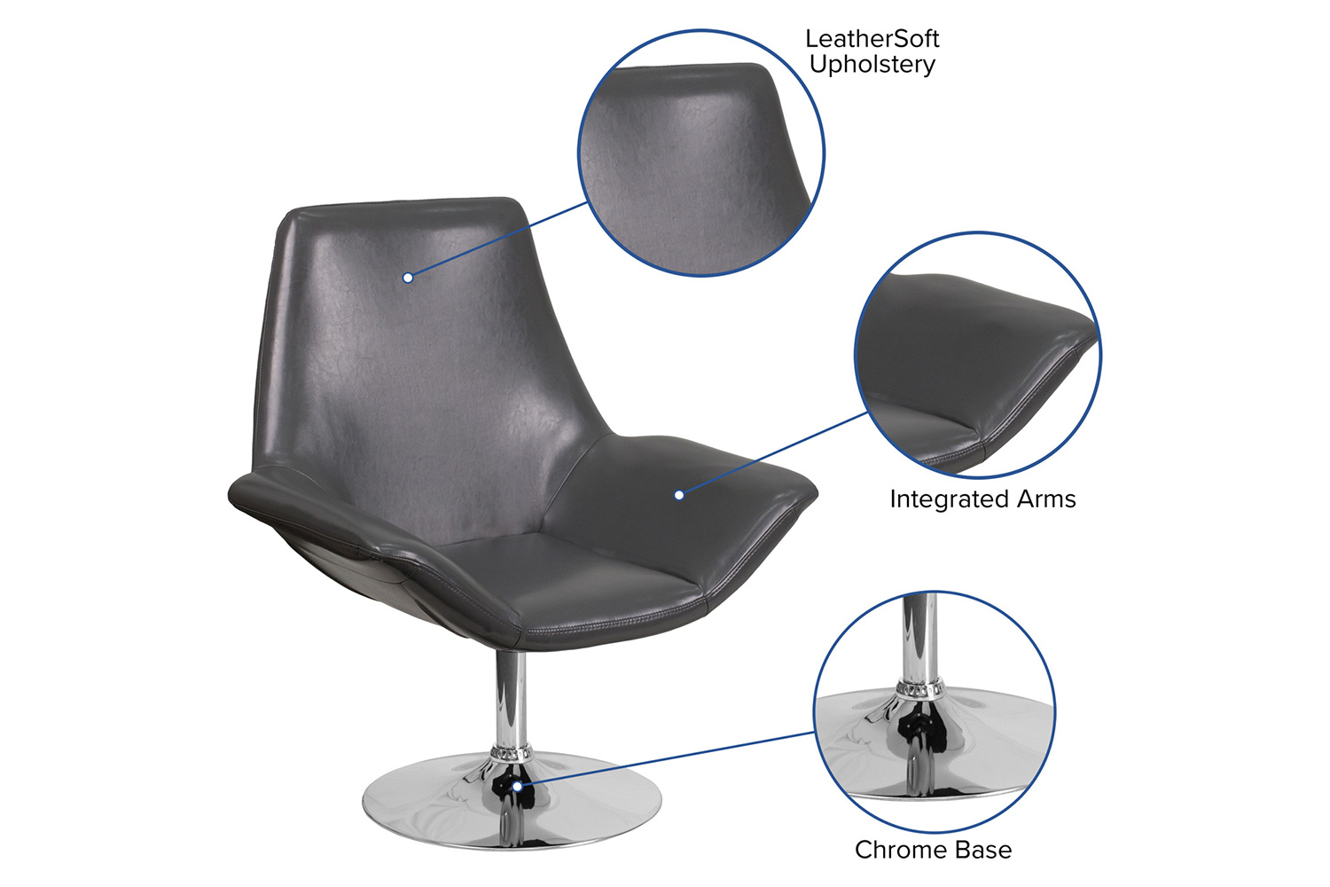 BLNK™ HERCULES Sabrina Series LeatherSoft Side Reception Chair - Gray