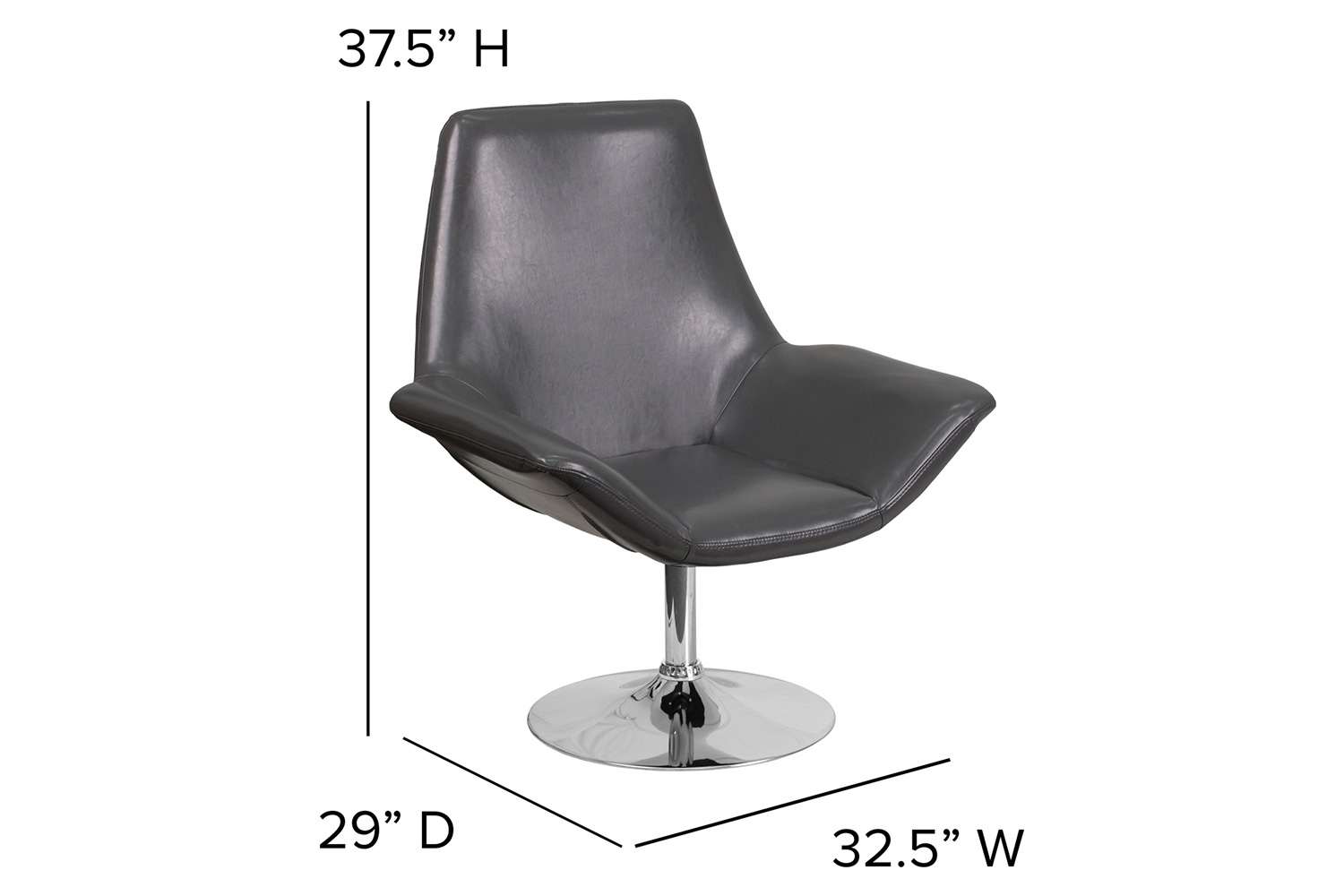 BLNK™ HERCULES Sabrina Series LeatherSoft Side Reception Chair - Gray