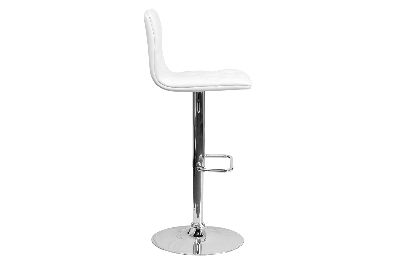 BLNK™ Sammie Vinyl Button Tufted Adjustable Height Bar Stool with Chrome Base - White