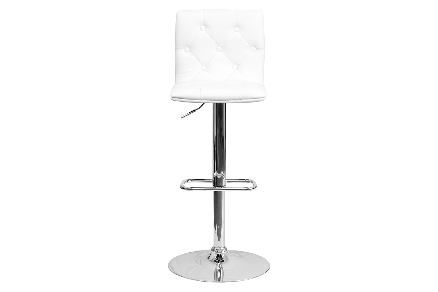 BLNK™ Sammie Vinyl Button Tufted Adjustable Height Bar Stool with Chrome Base - White