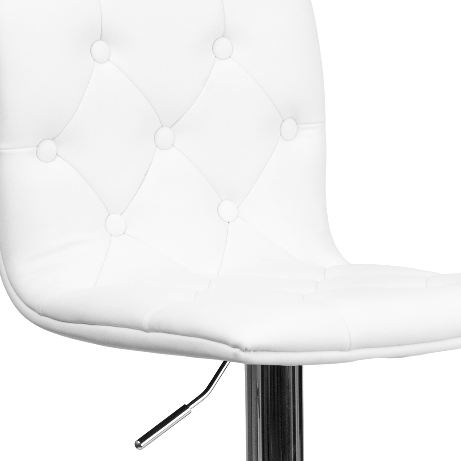 BLNK™ Sammie Vinyl Button Tufted Adjustable Height Bar Stool with Chrome Base - White