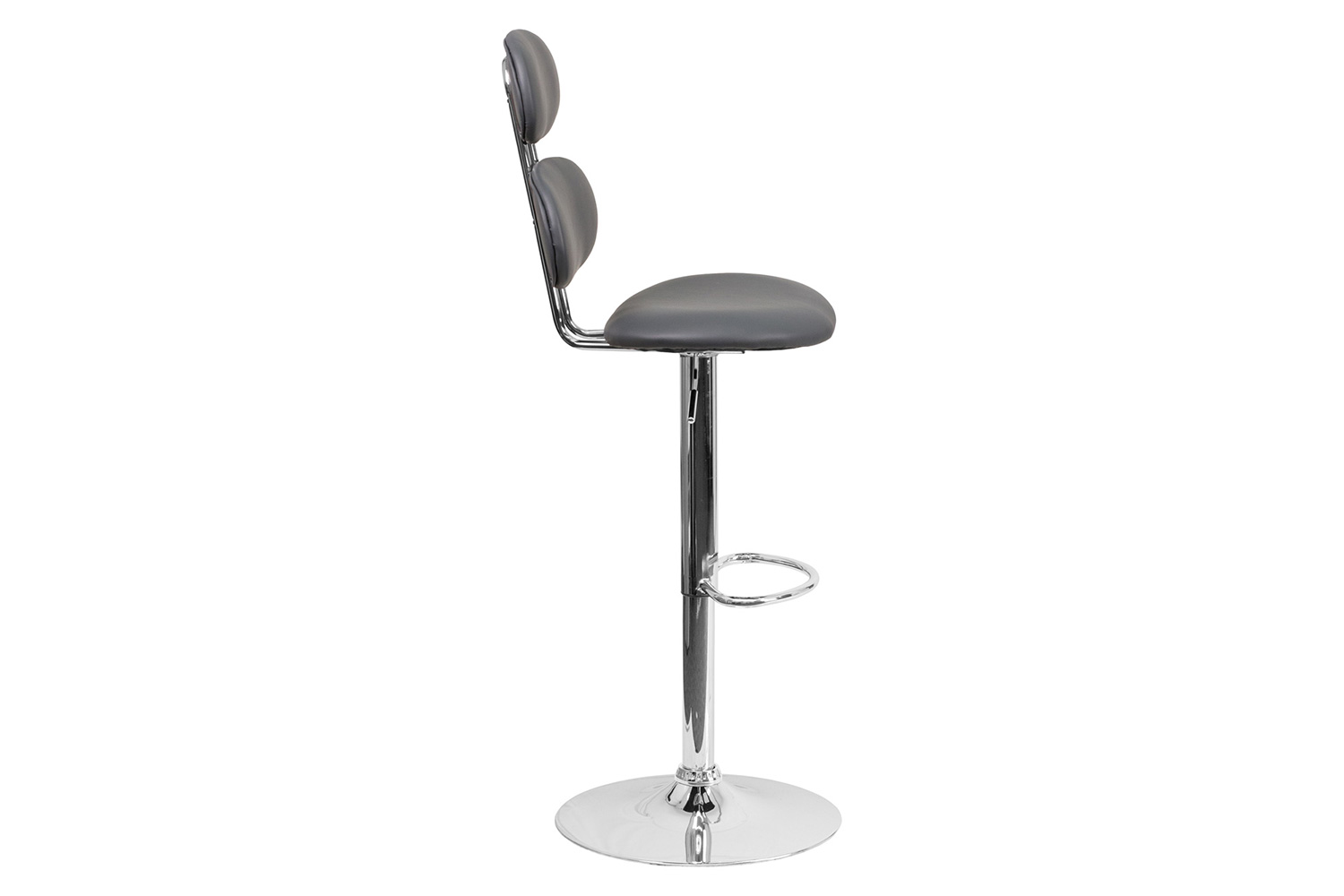 BLNK Dexter Gray Vinyl Adjustable Height Bar Stool with Ellipse Back and Chrome Base