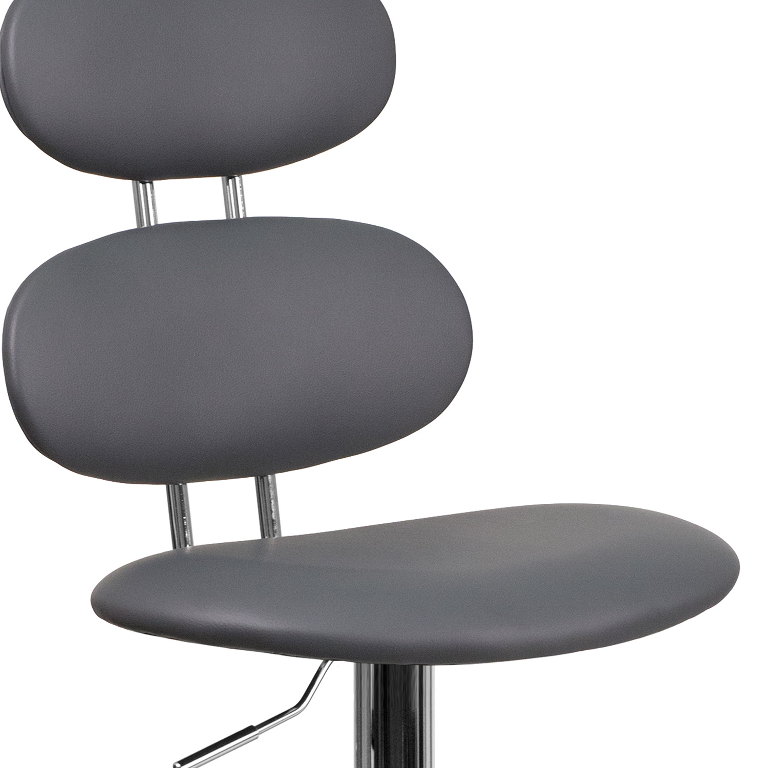 BLNK Dexter Gray Vinyl Adjustable Height Bar Stool with Ellipse Back and Chrome Base