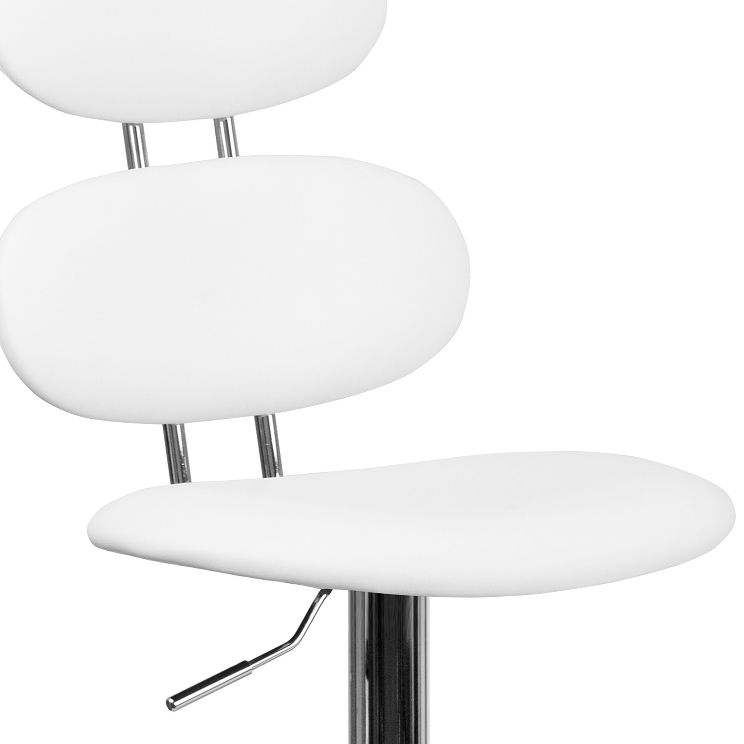 BLNK Dexter White Vinyl Adjustable Height Bar Stool with Ellipse Back and Chrome Base