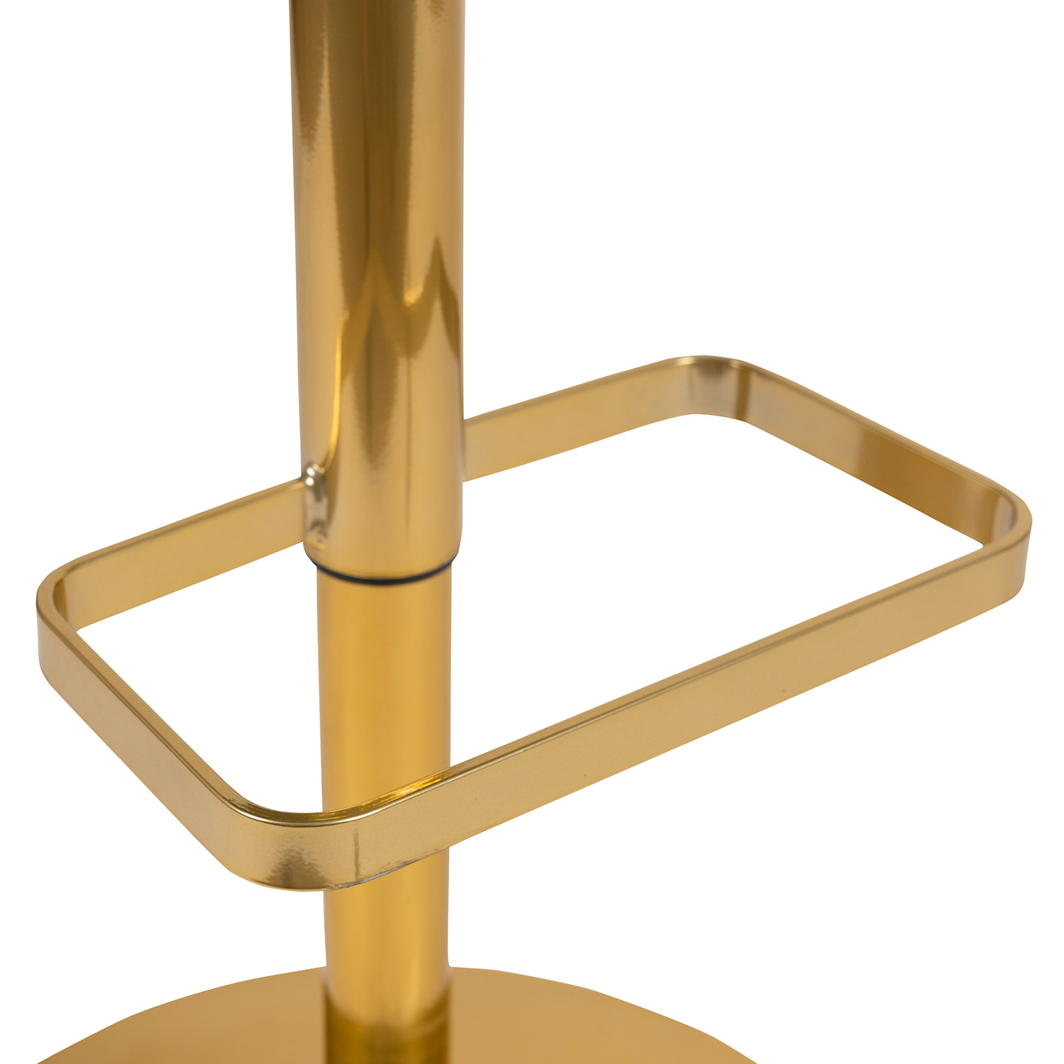 BLNK Erik Vinyl Adjustable Height Bar Stool with Rounded Mid-Back and Gold Base - Black