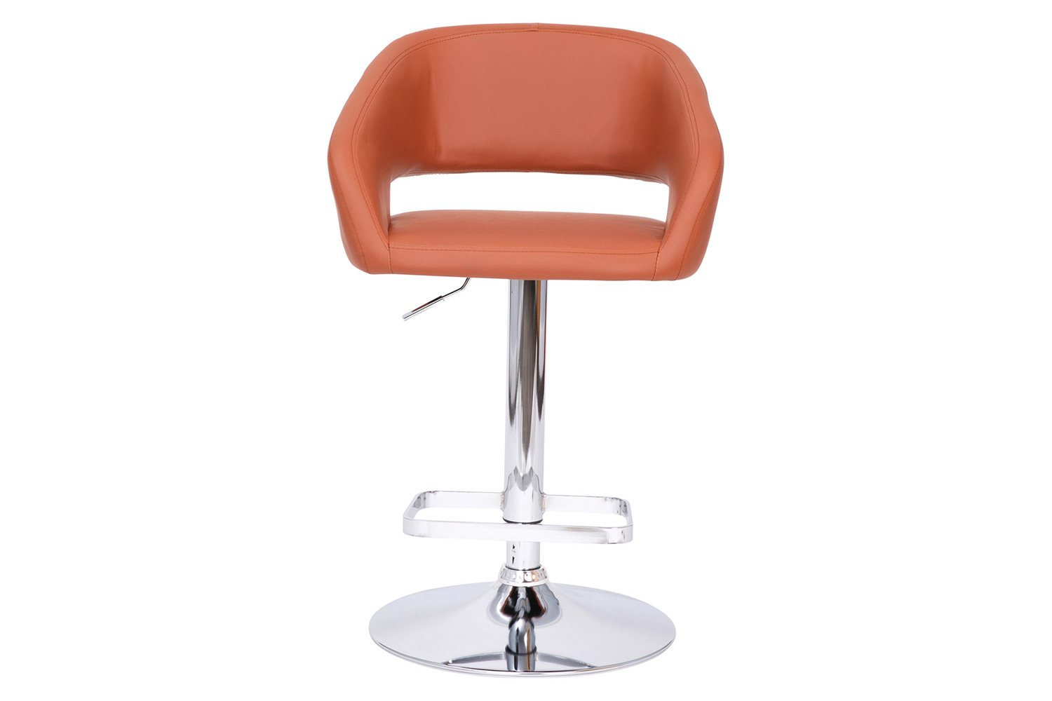 BLNK Erik Vinyl Adjustable Height Bar Stool with Rounded Mid-Back and Chrome Base - Cognac