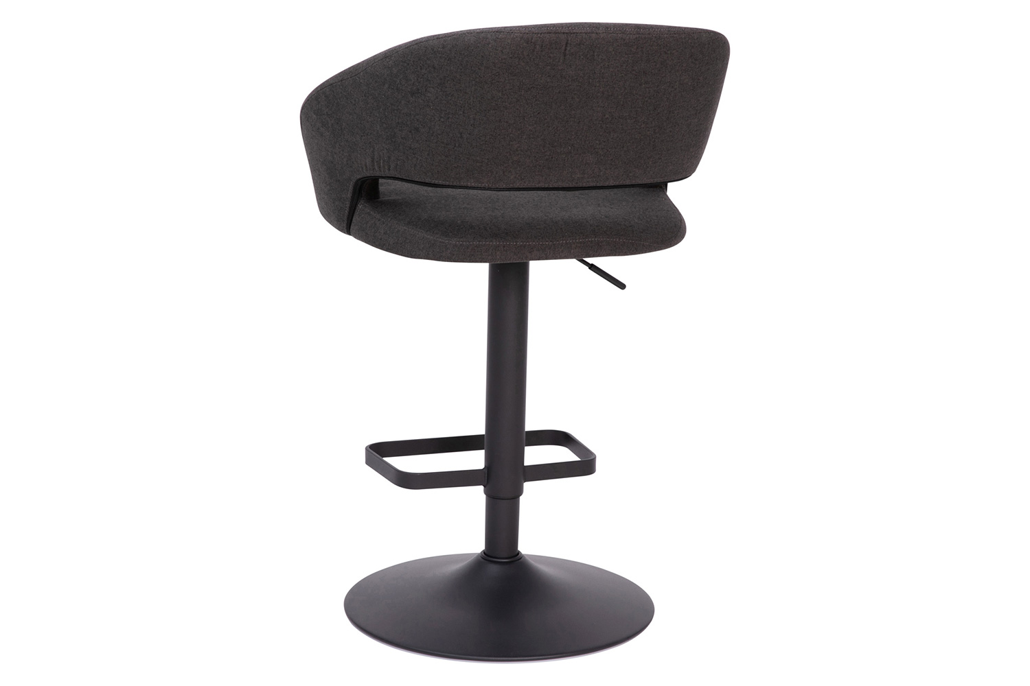 BLNK Erik Fabric Adjustable Height Bar Stool with Rounded Mid-Back and Black Base - Charcoal