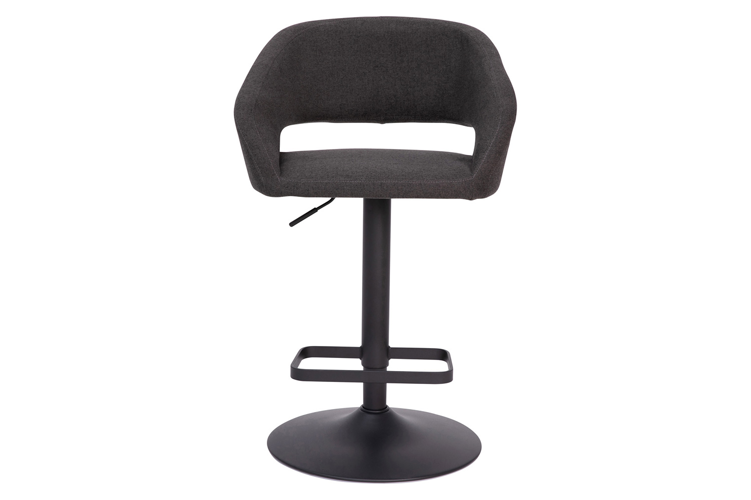 BLNK Erik Fabric Adjustable Height Bar Stool with Rounded Mid-Back and Black Base - Charcoal