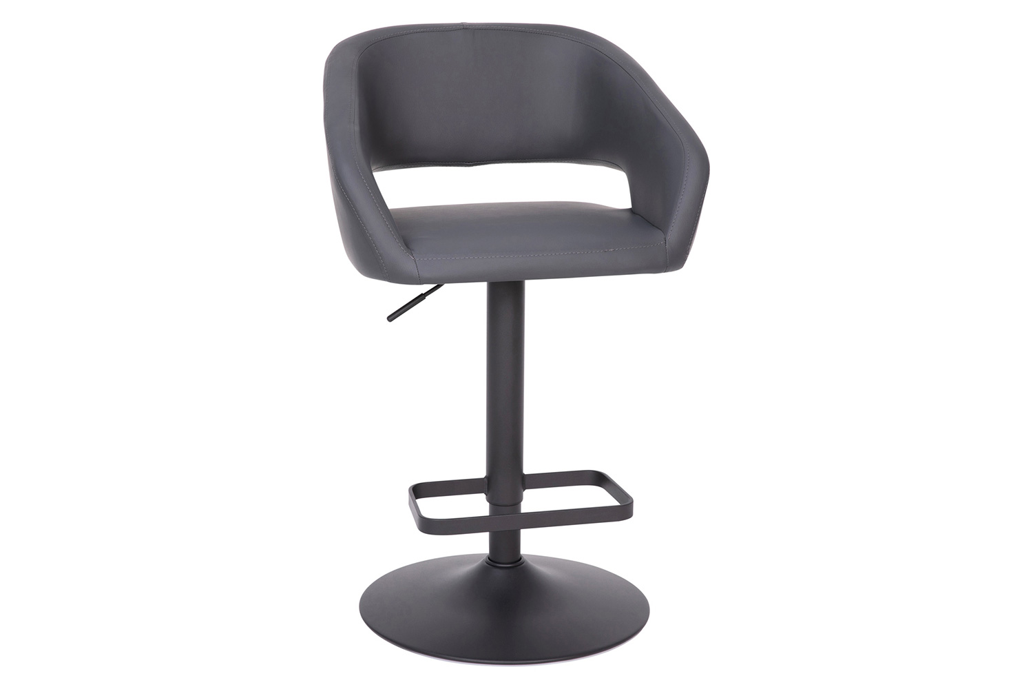 BLNK™ Erik Vinyl Adjustable Height Bar Stool with Rounded Mid-Back and Black Base - Gray