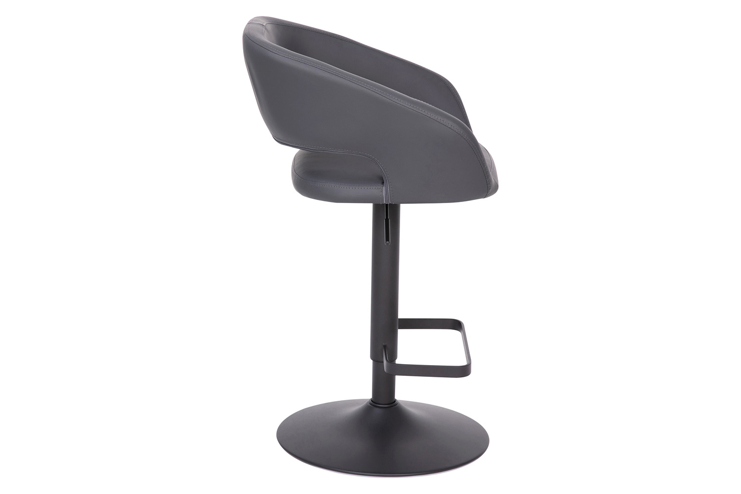 BLNK™ Erik Vinyl Adjustable Height Bar Stool with Rounded Mid-Back and Black Base - Gray