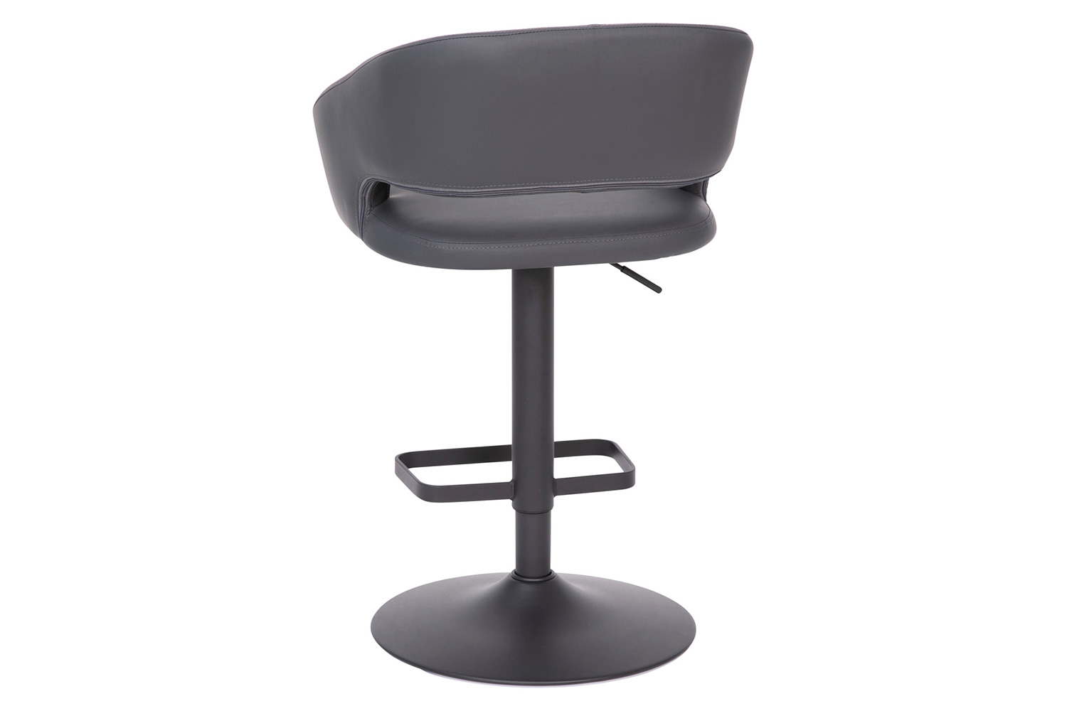 BLNK™ Erik Vinyl Adjustable Height Bar Stool with Rounded Mid-Back and Black Base - Gray