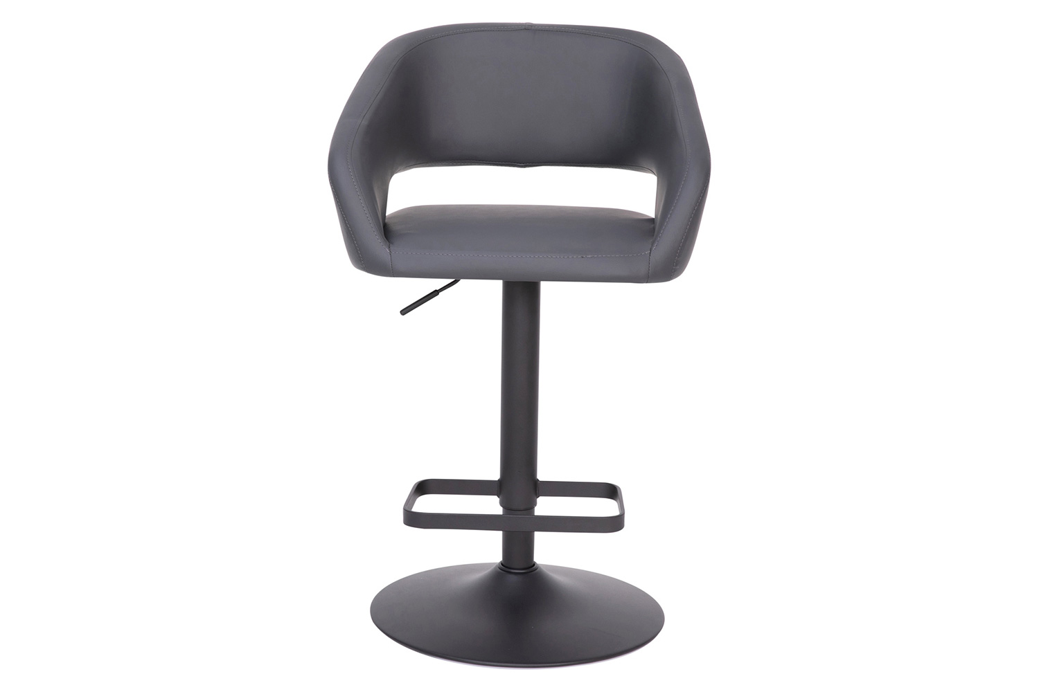 BLNK™ Erik Vinyl Adjustable Height Bar Stool with Rounded Mid-Back and Black Base - Gray