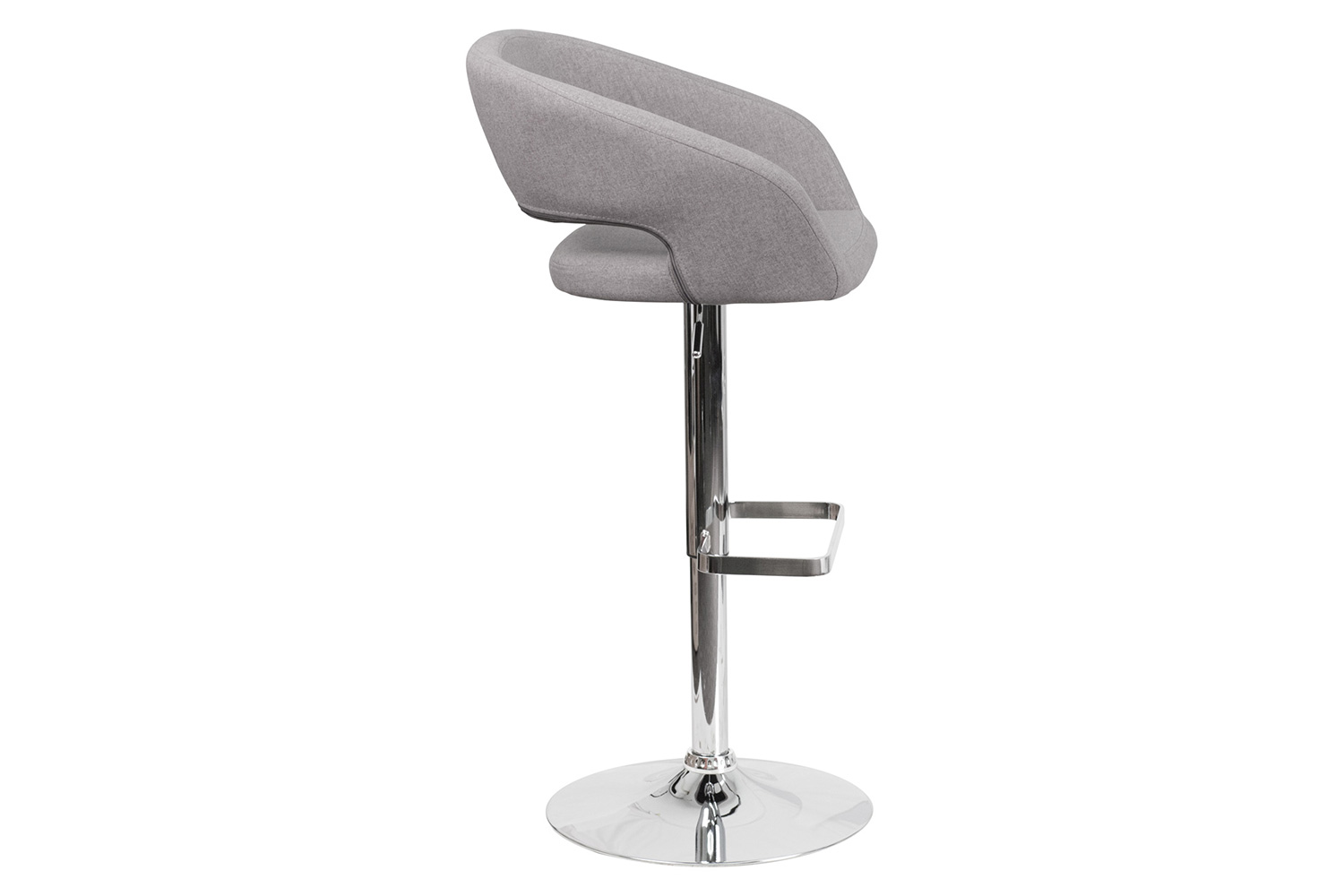 BLNK™ Erik Fabric Adjustable Height Bar Stool with Rounded Mid-Back and Chrome Base - Gray