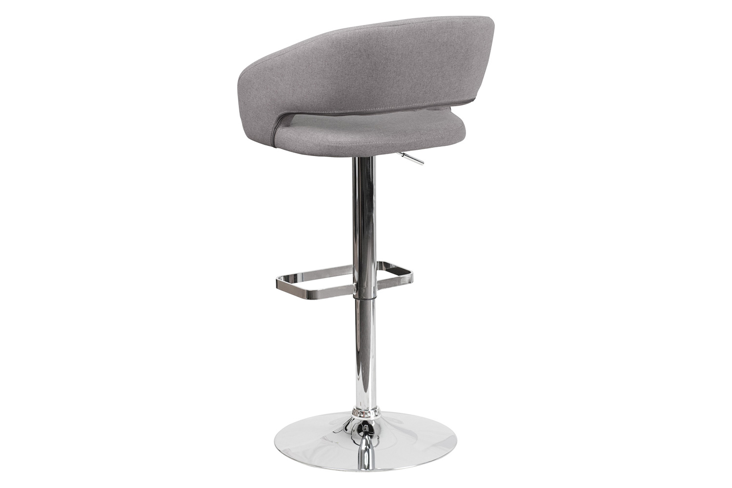 BLNK™ Erik Fabric Adjustable Height Bar Stool with Rounded Mid-Back and Chrome Base - Gray