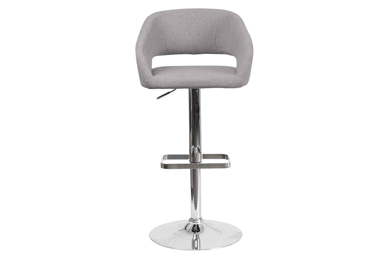 BLNK™ Erik Fabric Adjustable Height Bar Stool with Rounded Mid-Back and Chrome Base - Gray