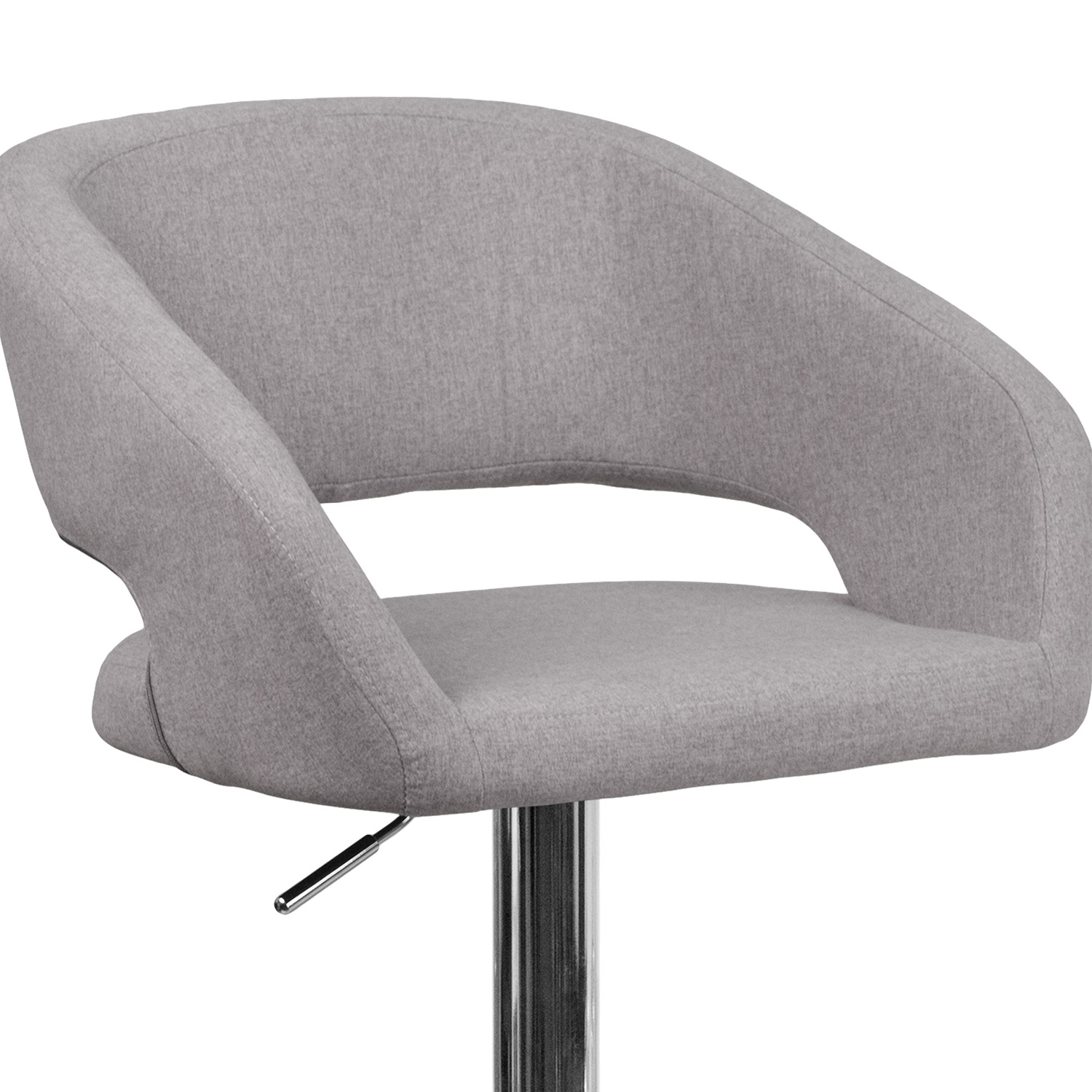 BLNK™ Erik Fabric Adjustable Height Bar Stool with Rounded Mid-Back and Chrome Base - Gray