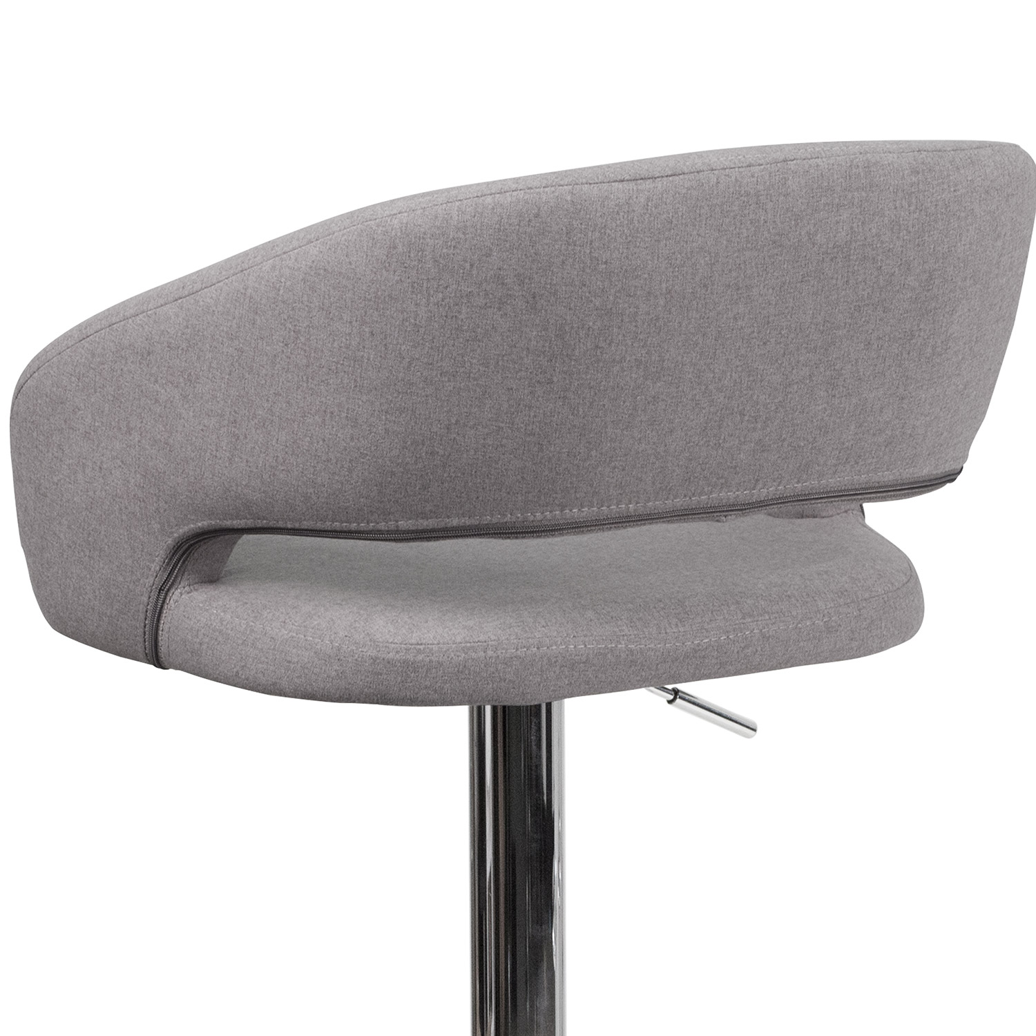 BLNK™ Erik Fabric Adjustable Height Bar Stool with Rounded Mid-Back and Chrome Base - Gray