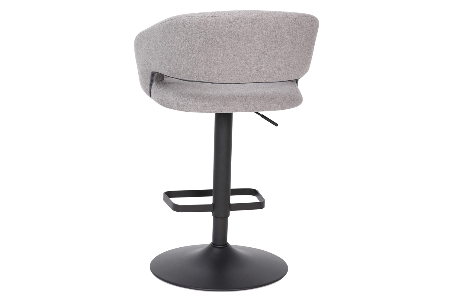 BLNK Erik Fabric Adjustable Height Bar Stool with Rounded Mid-Back and Black Base - Gray