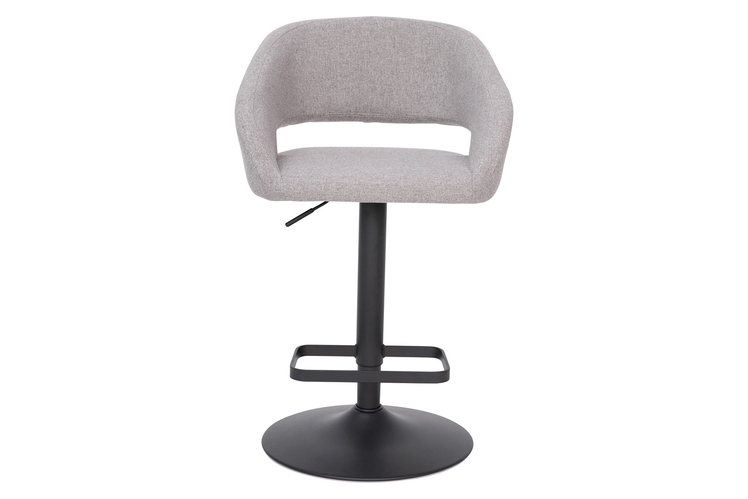 BLNK Erik Fabric Adjustable Height Bar Stool with Rounded Mid-Back and Black Base - Gray