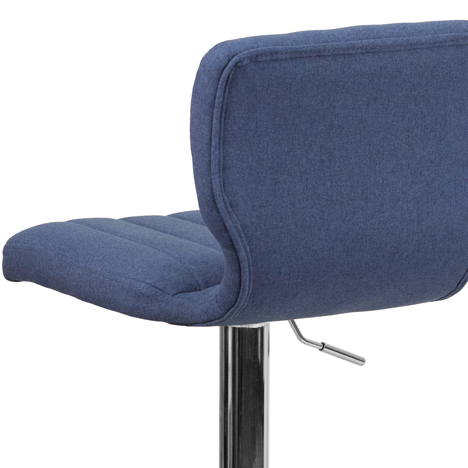 BLNK Jeremy Fabric Adjustable Height Bar Stool with Vertical Stitch Back and Chrome Base - Blue