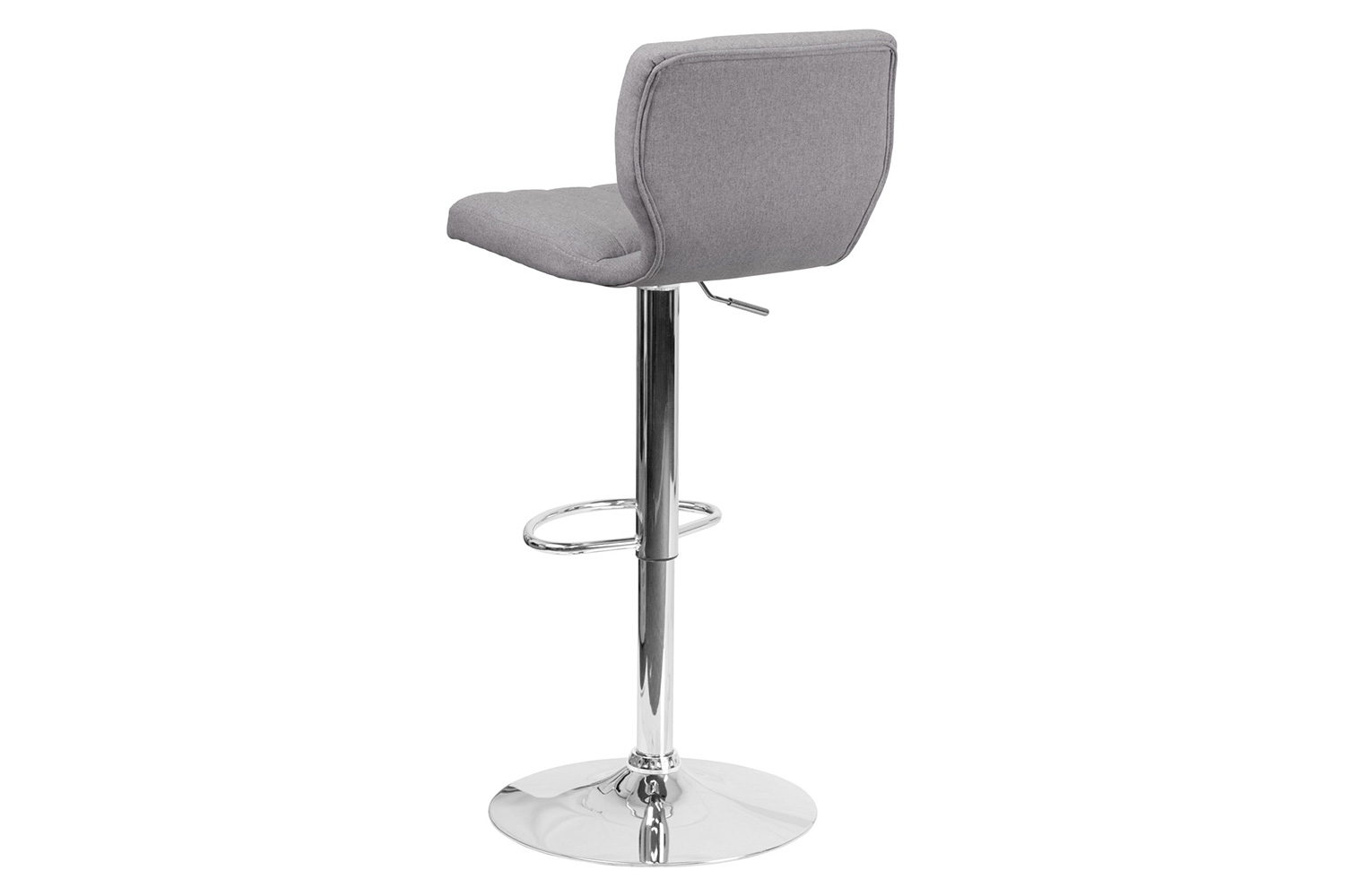 BLNK Jeremy Fabric Adjustable Height Bar Stool with Vertical Stitch Back and Chrome Base - Gray