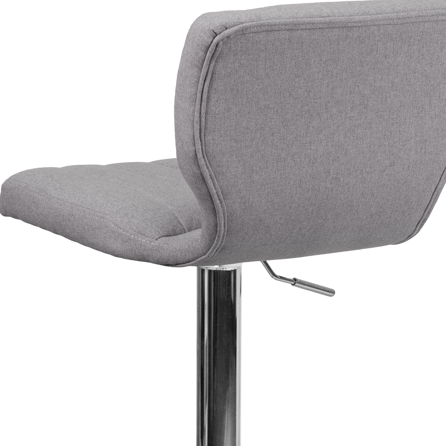 BLNK Jeremy Fabric Adjustable Height Bar Stool with Vertical Stitch Back and Chrome Base - Gray