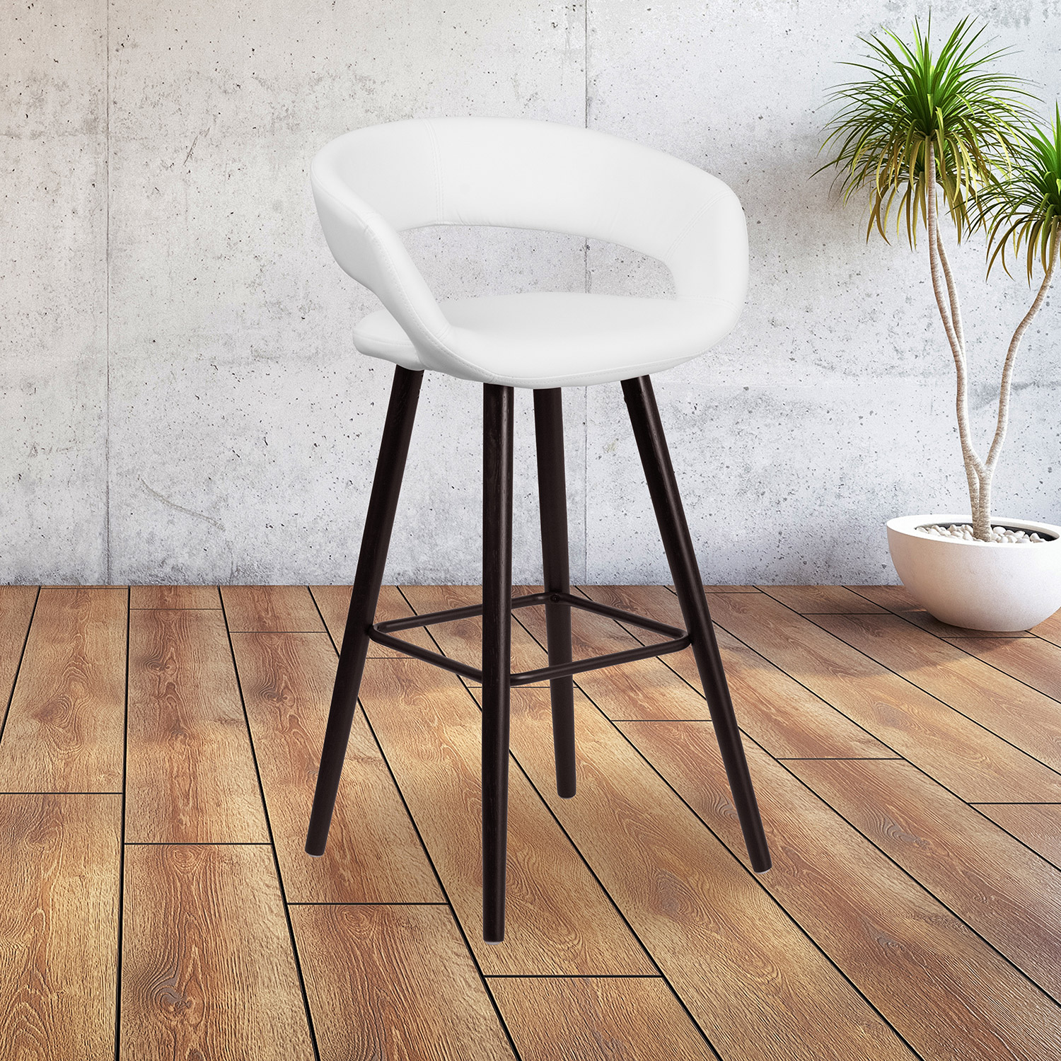 BLNK - Kelsey Series Vinyl Contemporary Cappuccino Wood Counter Height Stool