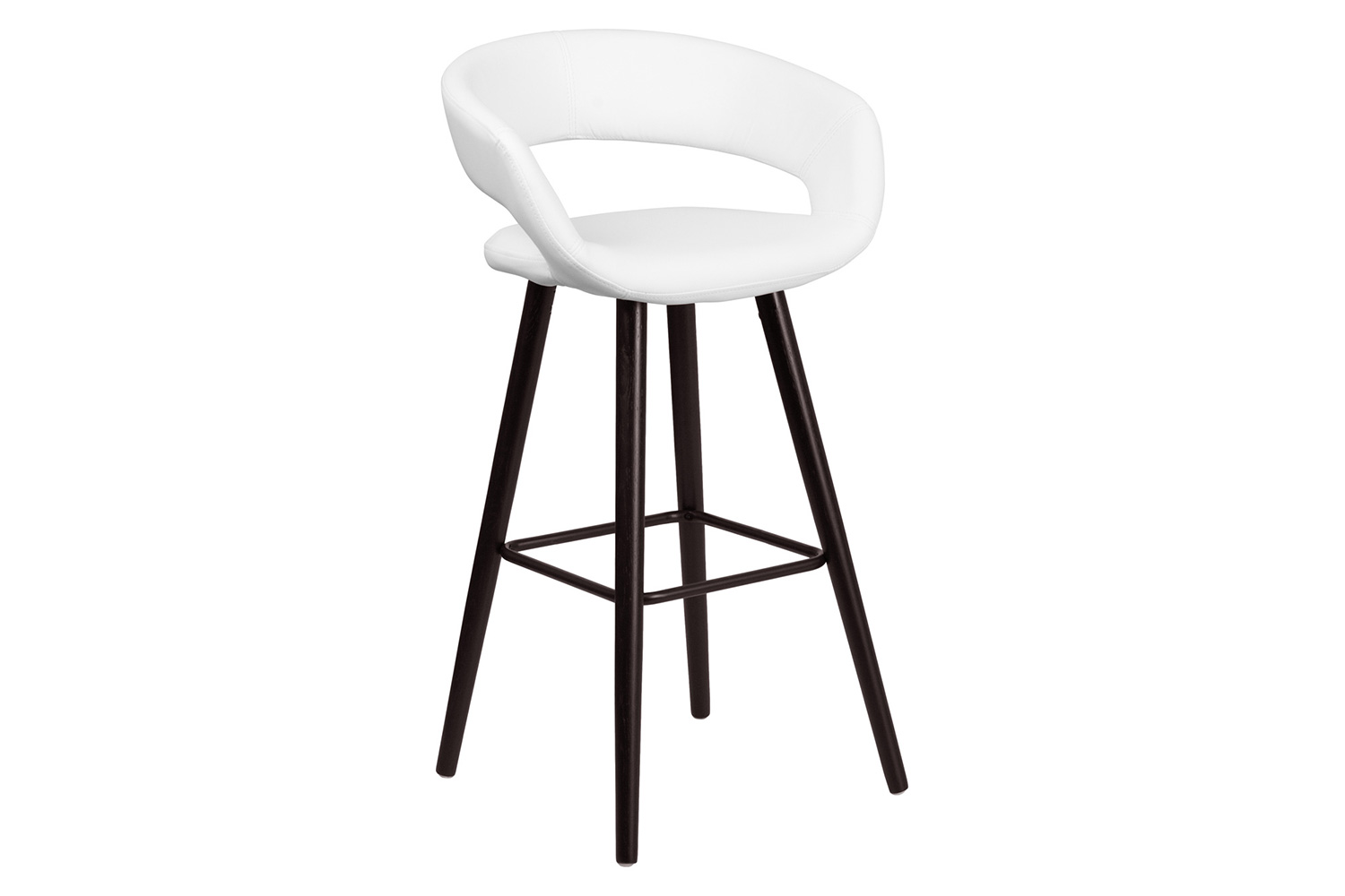 BLNK Brynn Series Vinyl Contemporary Cappuccino Wood Bar Stool - White