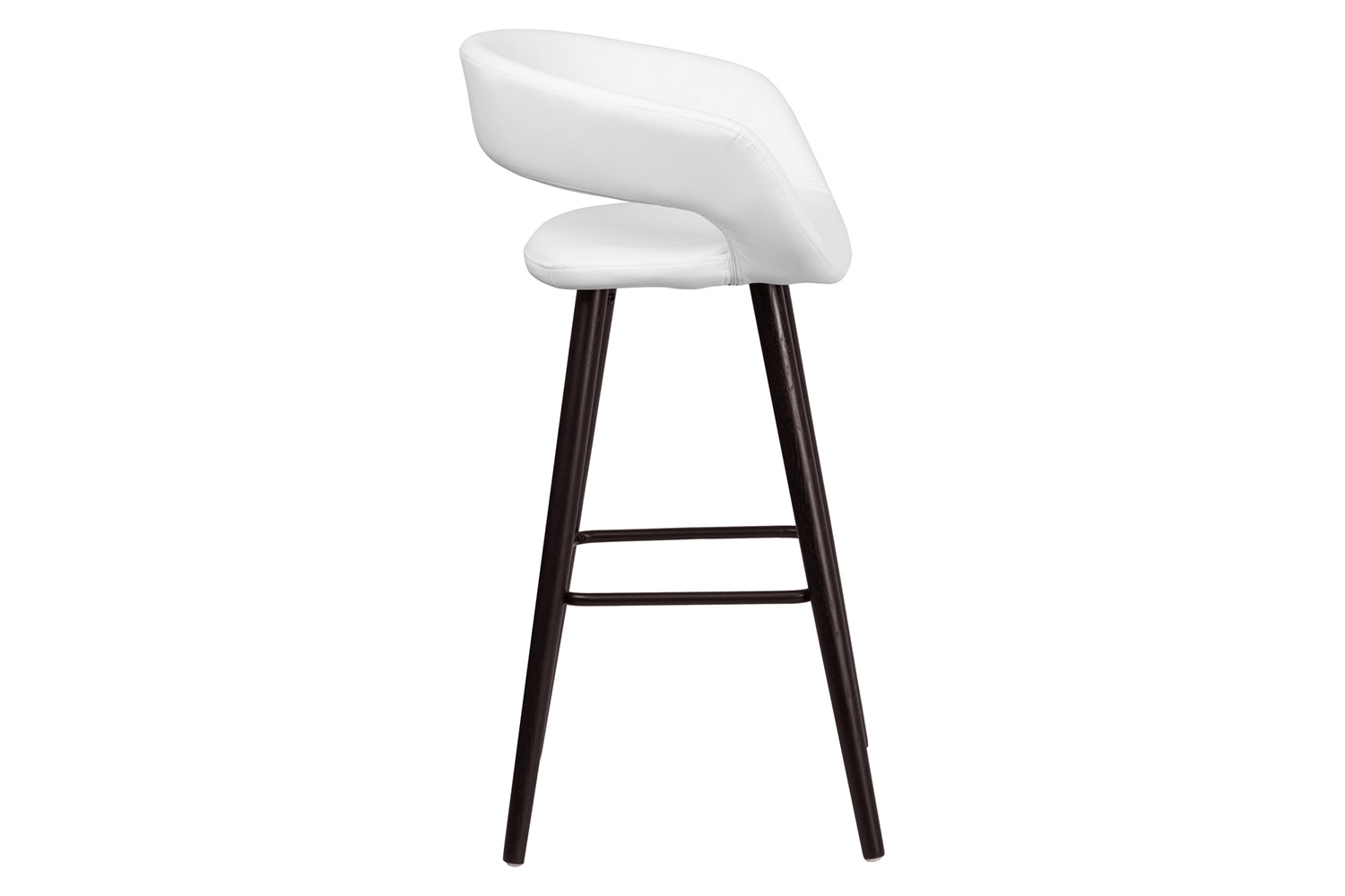 BLNK Brynn Series Vinyl Contemporary Cappuccino Wood Bar Stool - White