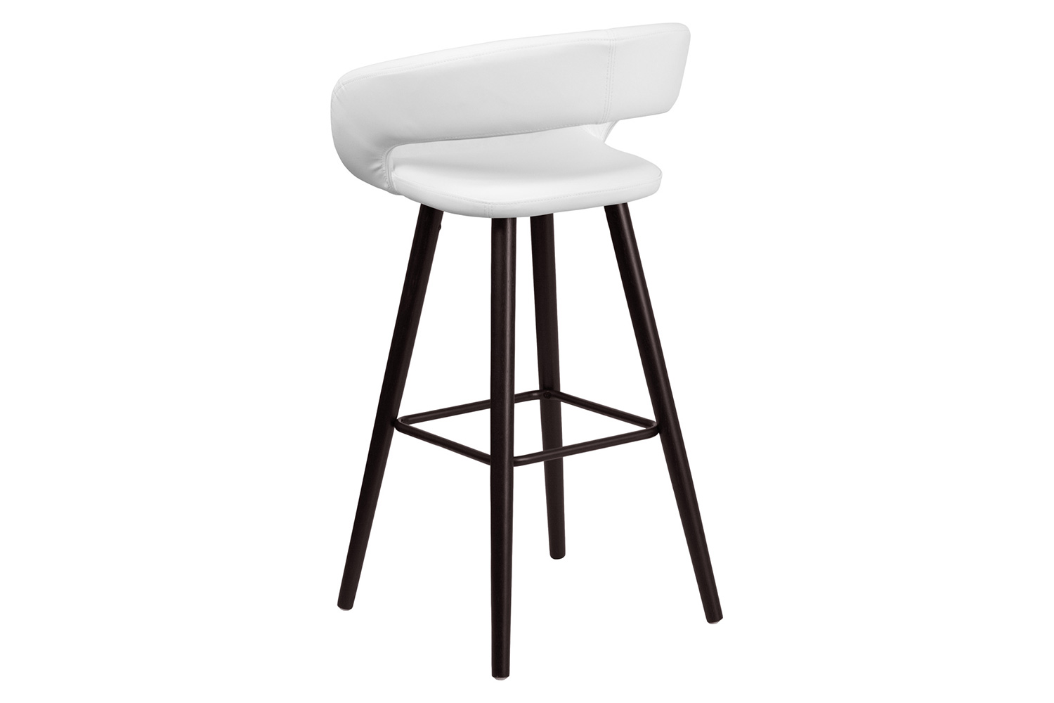 BLNK Brynn Series Vinyl Contemporary Cappuccino Wood Bar Stool - White